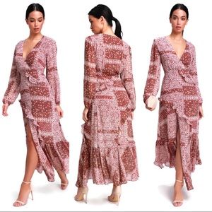 Lulu's Field of Flowers Rust Red Maxi Dress